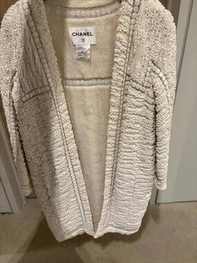 Chanel Cream Boucle Coat Size 38